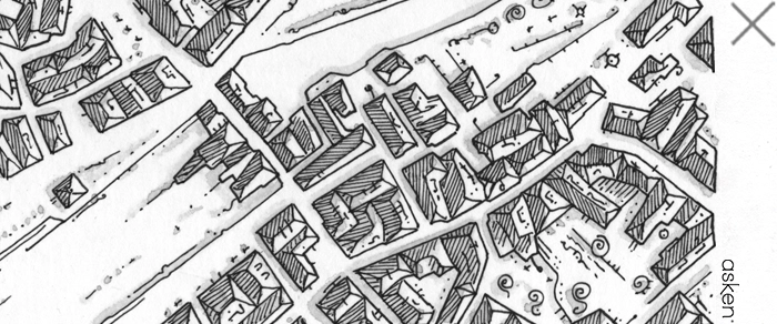 plan ville de Landerneau Asken à colorier